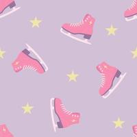 Christmas and New Year seamless pattern. Lavender background with pink skates in vector. Gift wrapping paper. vector