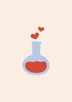 Cute bottle love potion and flask of magic elixir vertical card vector