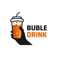 Bubble drink outline logo vector