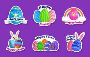 conjunto de pegatinas de feliz pascua vector