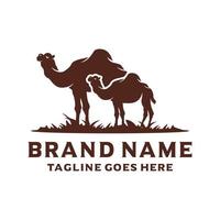 desert camel silhouette logo design vector