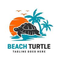 beach turtle logo design template vector