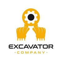 diseño de logotipo de reparación de motor de excavadora vector