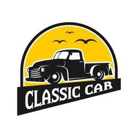 ancient pick up car logo design vector