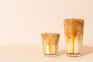 caramel macchiato coffee in glass photo