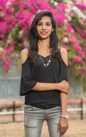 Beautiful young girl posing in a park, Portrait photo