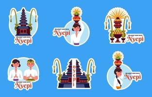 Set of Nyepi Stickers vector