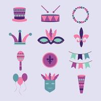 colección de iconos de mardi gras vector