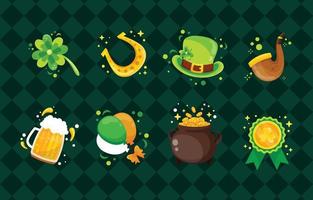 Cute Flat Detailed St. Patrick's Day Element Icon Set vector