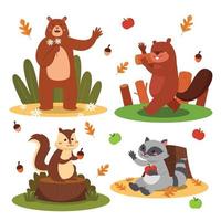 Spring Animals Character Set vector