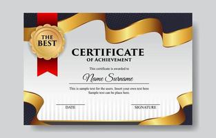 Certificate of Achievement Template with Gold Ribbon vector