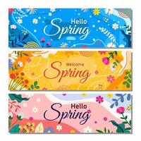 hola primavera banner floral vector