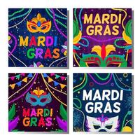 Mardi Gras Mask and Beads Social Media vector