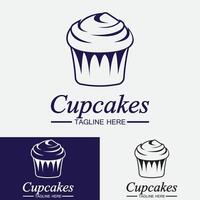 plantilla de vector de diseño de logotipo de cupcake. icono de panadería de cupcakes.