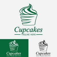 plantilla de vector de diseño de logotipo de cupcake. icono de panadería de cupcakes.