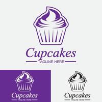 plantilla de vector de diseño de logotipo de cupcake. icono de panadería de cupcakes.