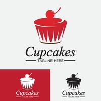 plantilla de vector de diseño de logotipo de cupcake. icono de panadería de cupcakes.