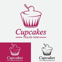 plantilla de vector de diseño de logotipo de cupcake. icono de panadería de cupcakes.
