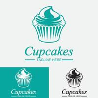 plantilla de vector de diseño de logotipo de cupcake. icono de panadería de cupcakes.