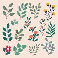 Spring Elements from Flowers and Leaves vector