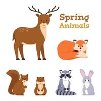 conjunto de caracteres de animales de primavera vector