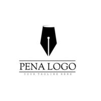 logotipo de concepto de pluma, icono, diseño de logotipo de silueta de dibujo a pluma, vector