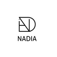 logotipo de las iniciales de nadia, logotipo de nombre simple y elegante vector