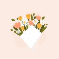 Lush bouquet of spring flowers vector