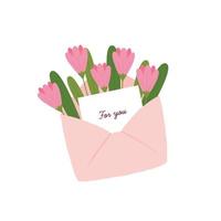 Letter in a bouquet from an envelope vector