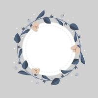 Round flower frame vector