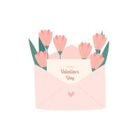 carta de felicitacion feliz dia de san valentin con flores vector