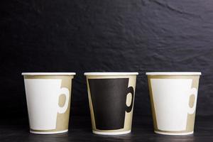 mockup three coffee go cups photo