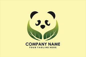 panda head icon with leaf vector