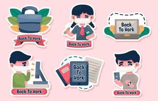 Back To Work Sticker Concept vector