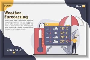 Flat design weather forecasting illustration vector