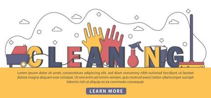 Flat Design cleaning typography header concept vector