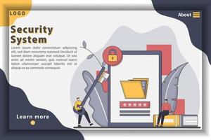 Modern flat design technology and security landing page concept. vector