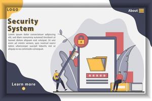 tecnología de diseño plano moderno y concepto de página de destino de seguridad. vector