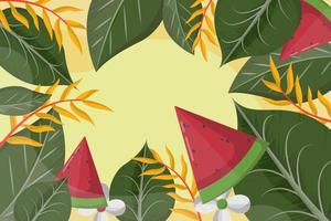 Flat style design tropical green leaves illustration vector