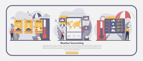 Flat design weather forecasting illustration vector