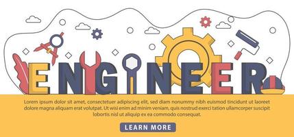 Flat Design Engineer typography header concept vector