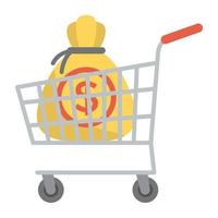 Market Cart Money Sack vector