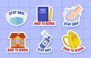 New Normal Activity Back to School Sticker Set vector