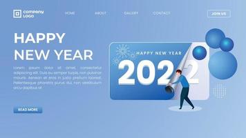 Happy new year landing page template vector