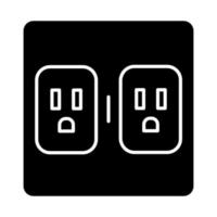 Charging outlets glyph icon. Two wall sokets. Electrical connectors. Power points. Electrified room. Apartment amenities. Silhouette symbol. Negative space. Vector isolated illustration