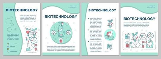 Biotechnology brochure template. Flyer, booklet, leaflet print, cover design with linear illustrations. Genetic engineering. Vector page layouts for magazines, annual reports, advertising posters