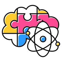 Brain teaser color icon. Science puzzle, riddle, logic game. Mental exercise. Challenge. Ingenuity, knowledge, intelligence test. Problem solving. Solution finding. Isolated vector illustration