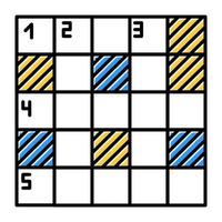 Mathematical puzzle color icon. Sudoku grid. Number placement. Logic game. Cryptic crosswords. Mental exercise. Ingenuity, knowledge test. Brain teaser. Solution finding. Isolated vector illustration