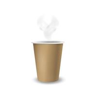 Paper coffee cup on white background. 3d coffee cup mockup. vector