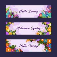 colección de banner de primavera floral de belleza vector